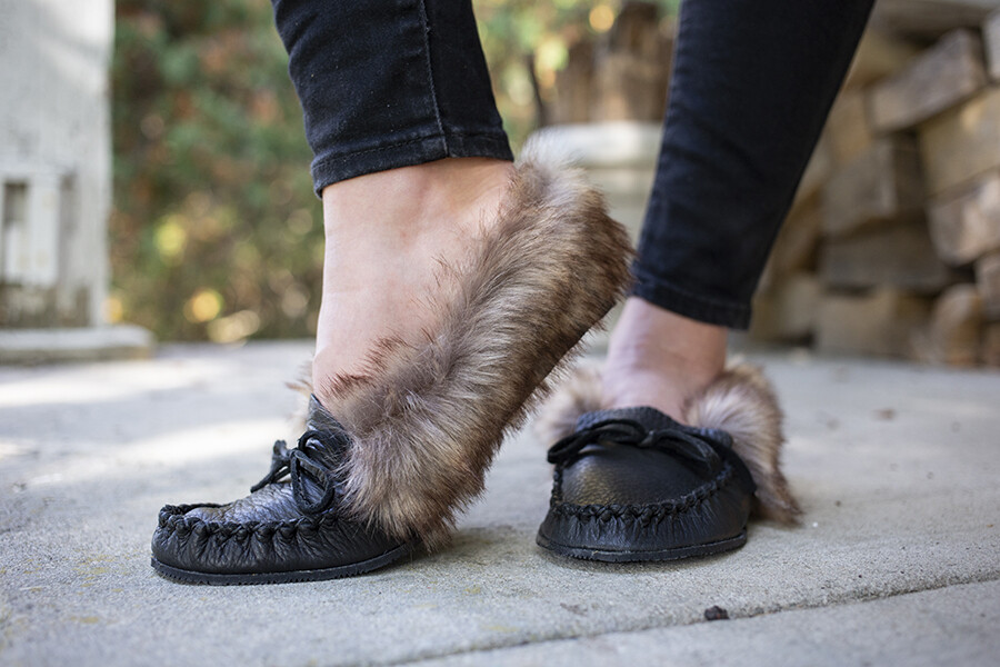 Fur Trimmed Deerskin Moccasins
