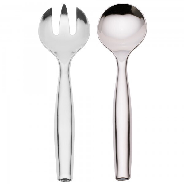 Silver plastic serving fork and spoon