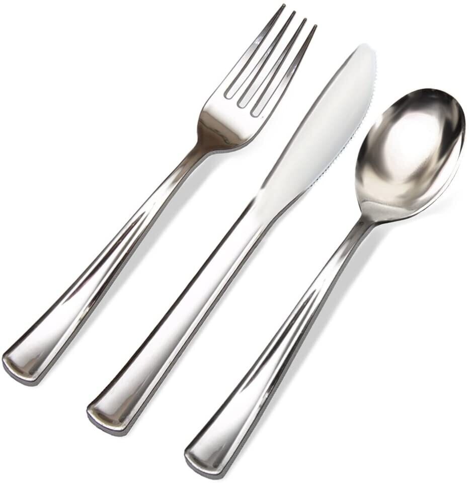 20 Silver plastic spoons