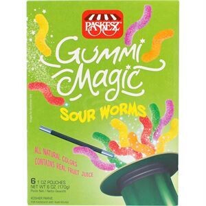 Paskesz Gummi Magic Sour Worms, 6 Pk, Passover