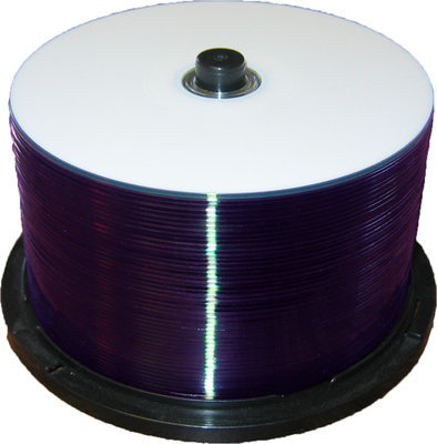 DVD-R, 8X, 4.7GB, White Thermal Hub Printable, 200 Discs, 50 Disc Cake Box Spindles