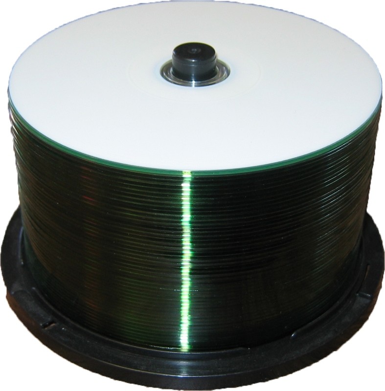 CD-R, 52X, 700MB, White Inkjet Water Resistent Hub Printable, 300 Discs, 50 Disc Cake Box Spindles
