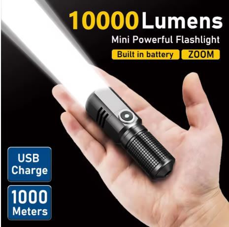 10,000 Lumen Torch - USB Charge