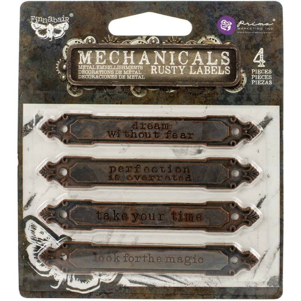 Finnabair Mechanicals Metal Embellishments Rusty Labels