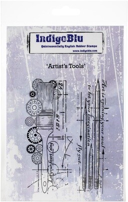 IndigoBlu Cling Mounted Stamps - Assorted, Title: Artist&#39;s Tools