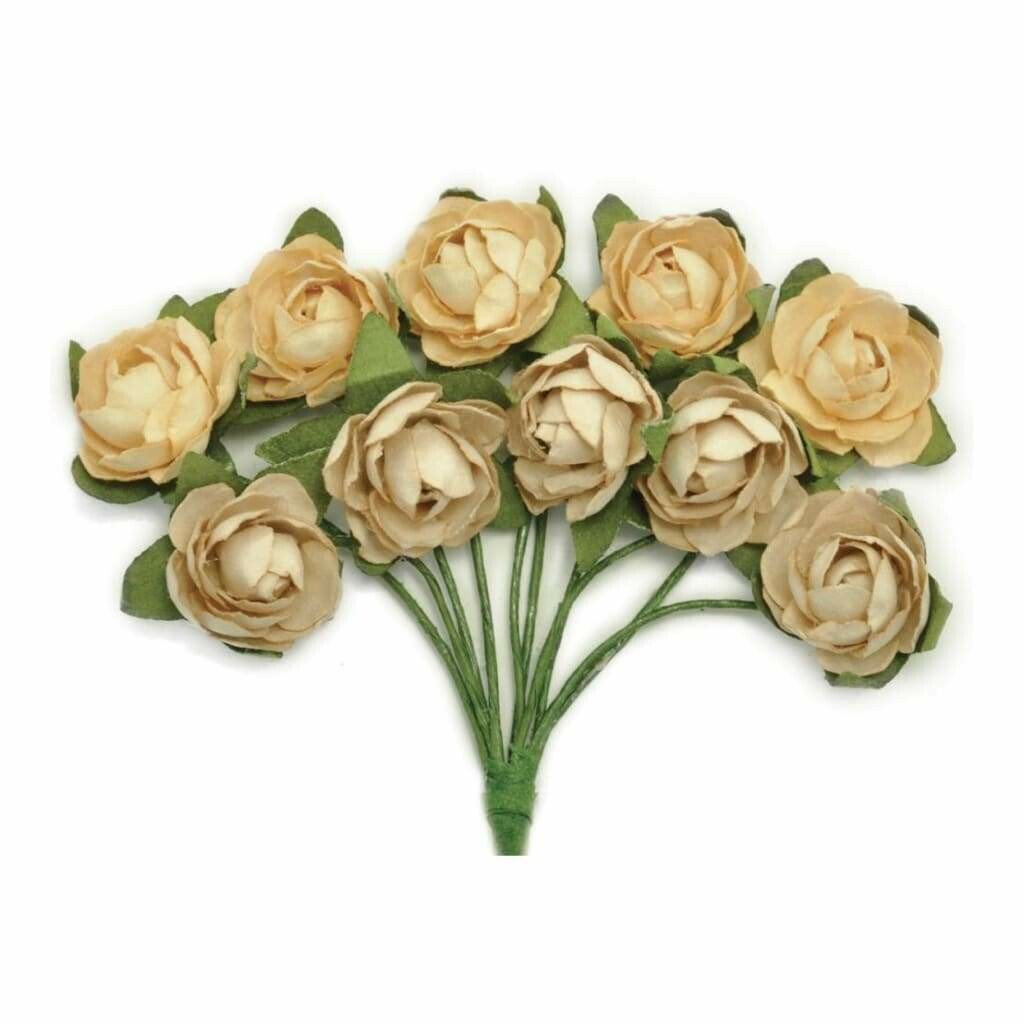 Kaisercraft Mini Paper Blooms - Assorted, Colour: Honey
