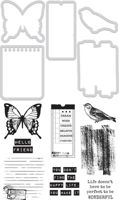 Kaisercraft DIY Cuts Clear Stamp and Die set - Happy Life