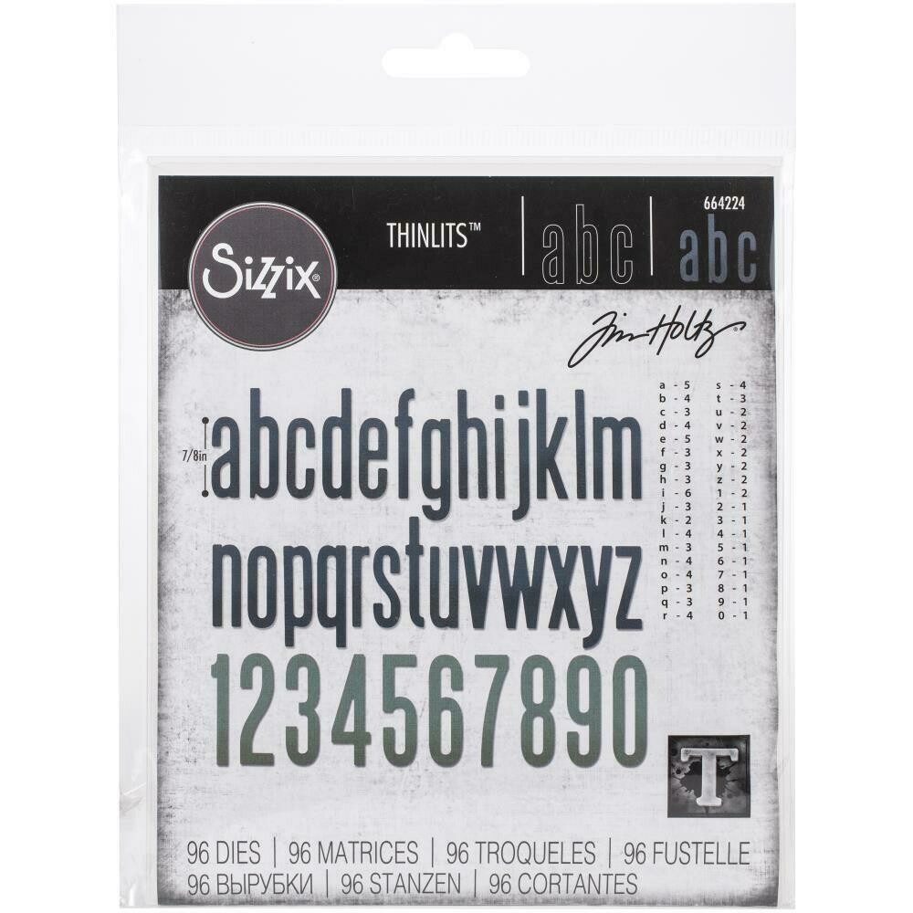 Tim Holtz Sizzix Thinlits Dies Alphanumeric Classic Lowercase