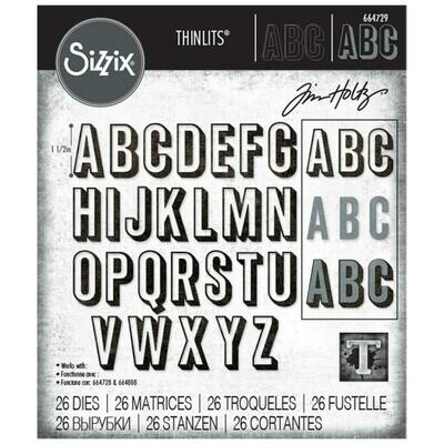 Tim Holtz Sizzix Thinlits Dies Alphanumeric Shadow Upper 26/pkg