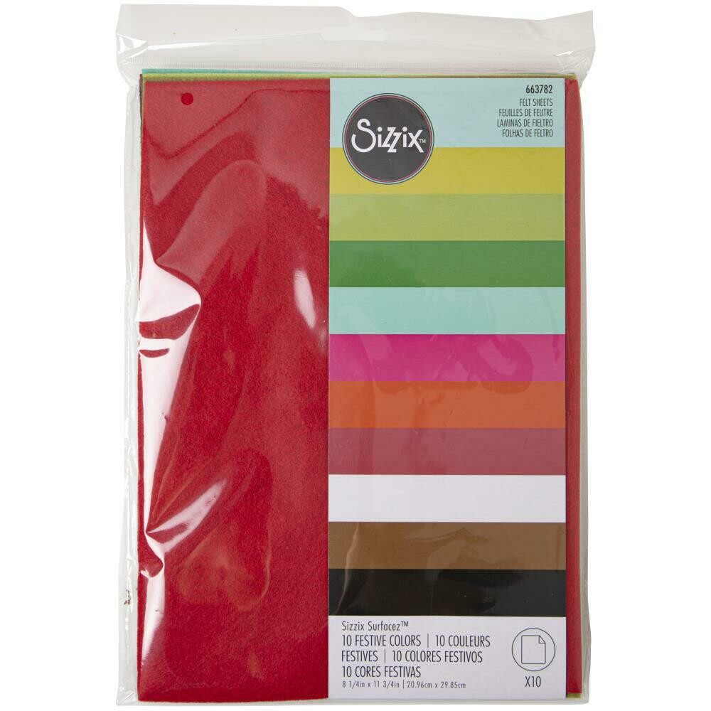 Sizzix Surfacez Felt Sheets Festive 10/pkg