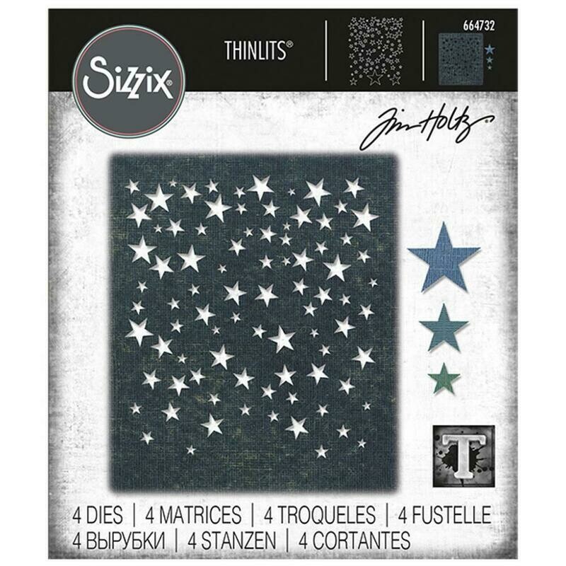 Tim Holtz Sizzix Thinlits Dies Falling Stars 4/Pkg