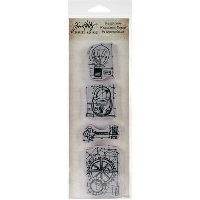 Tim Holtz Mini Blueprints Strip Cling Stamps 3&quot;X10&quot; Industrial