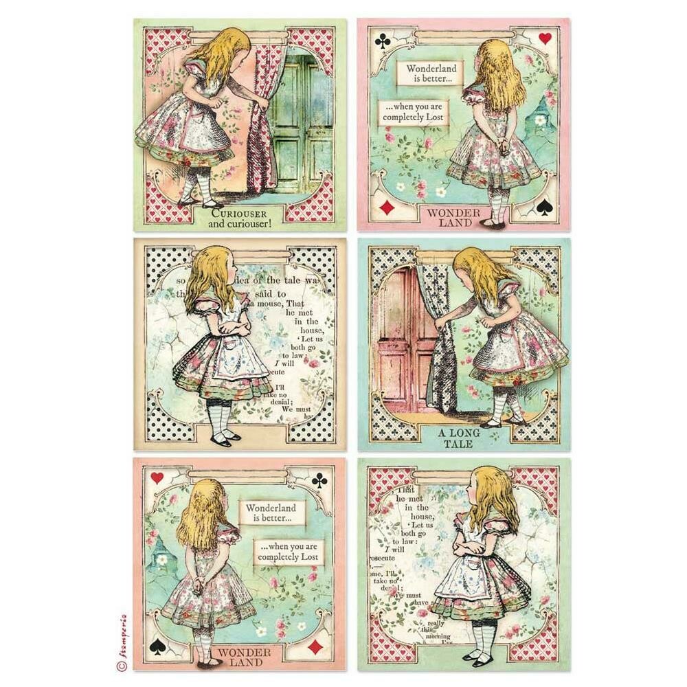 Stamperia Rice Paper Pack A4 Alice Cards