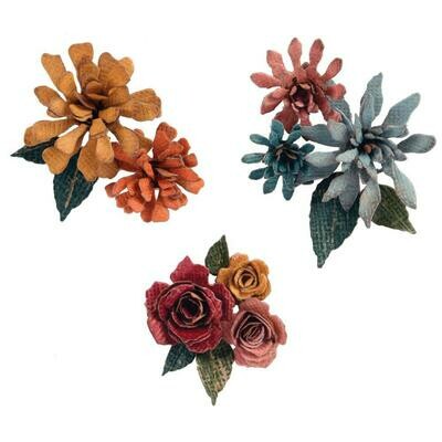 Tim Holtz Sizzix Thinlits Dies Tiny Tattered Florals 15/pkg includes Quilling Tool