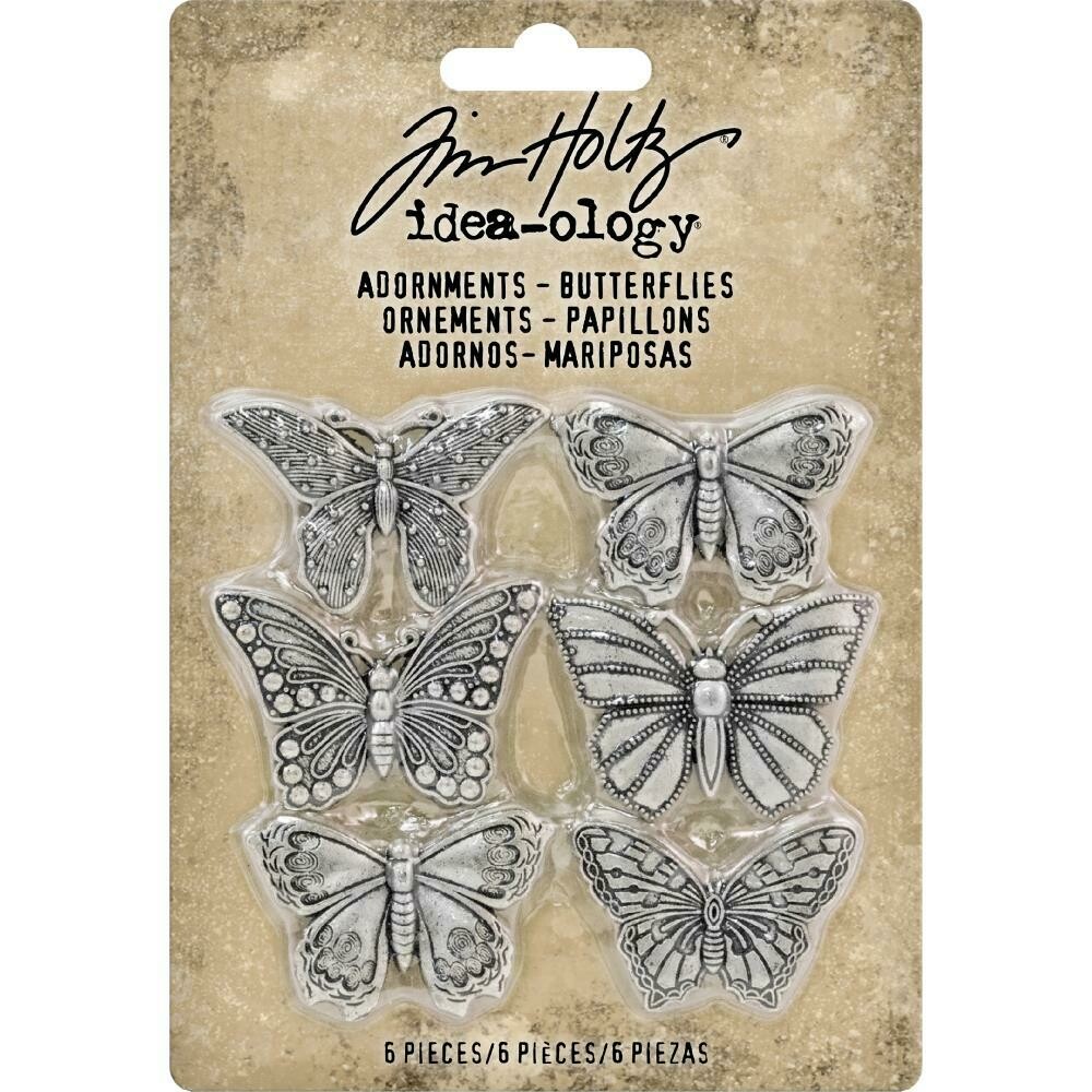 Tim Holtz Idea-Ology Adornments Butterflies 6/pkg