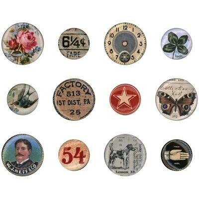 Tim Holtz Idea-ology Mini Flair Buttons 12/pkg