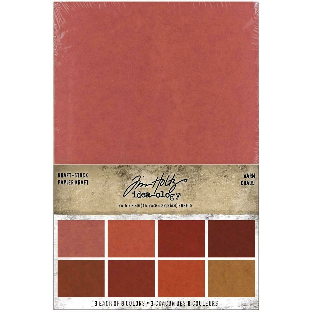 Tim Holtz Idea-ology Kraft Cardstock Stack 9x6&quot; 24/pkg - Assorted, Colour: Warm