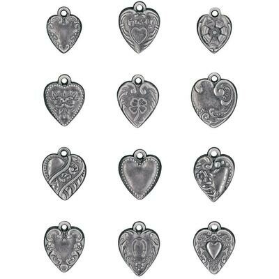 Tim Holtz Idea-ology Adornments Hearts 12/pkg