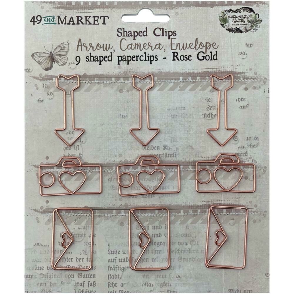 49 and Market Vintage Artistry Essentials Shaped Clips Rose Gold 9/pkg