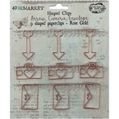 49 and Market Vintage Artistry Essentials Shaped Clips Rose Gold 9/pkg
