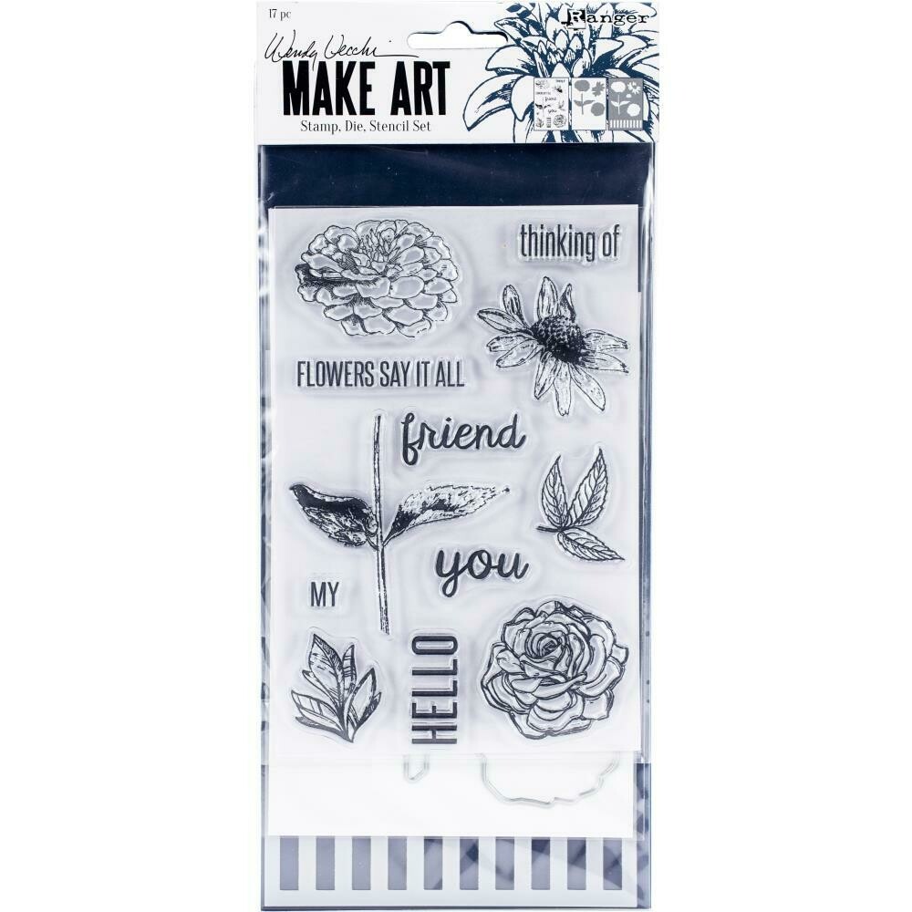 Wendy Vecchi Make Art Stamp, Die and Stencil Set - Flowers Say it All