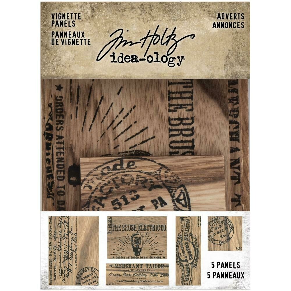 Tim Holtz Idea-ology Vignette Panels Adverts 5/pkg