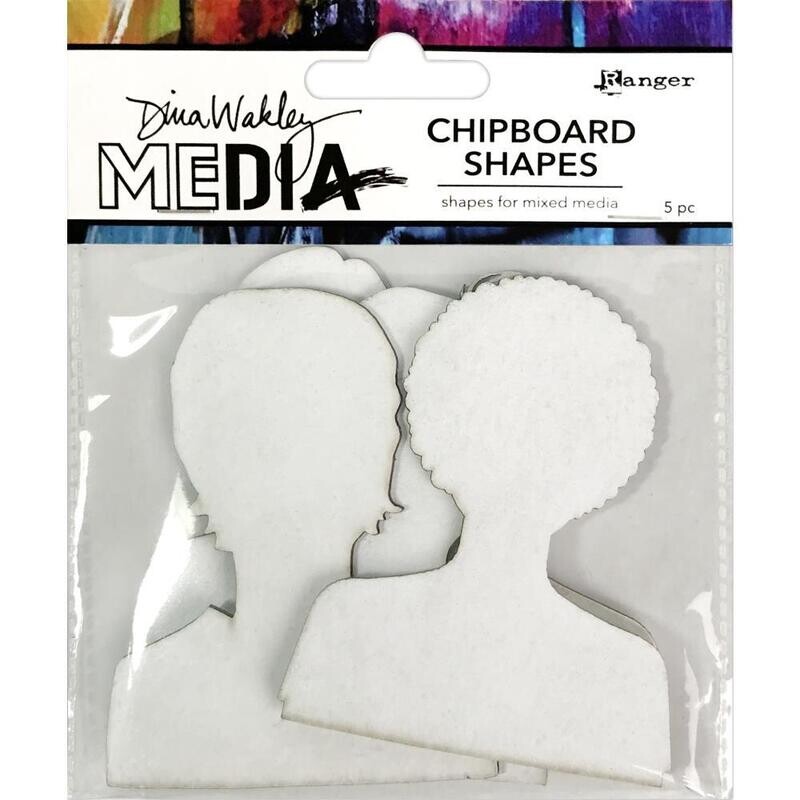 Dina Wakley MEdia Chipboard Shapes Passport Photos 5/pkg