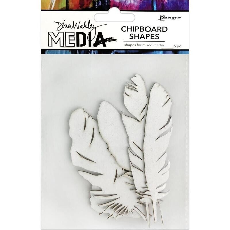Dina Wakley MEdia Chipboard Shapes Feathers 5/pkg