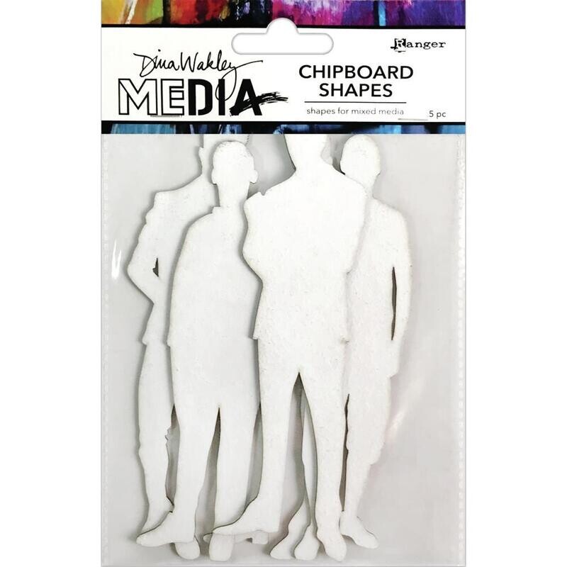 Dina Wakley MEdia Chipboard Shapes The Men 5/pkg