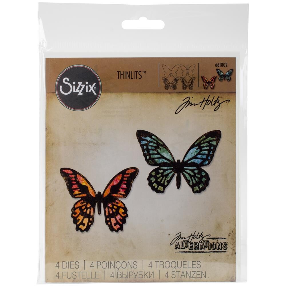 Tim Holtz Sizzix Thinlits Die Detailed Butterflies Mini 4/pkg