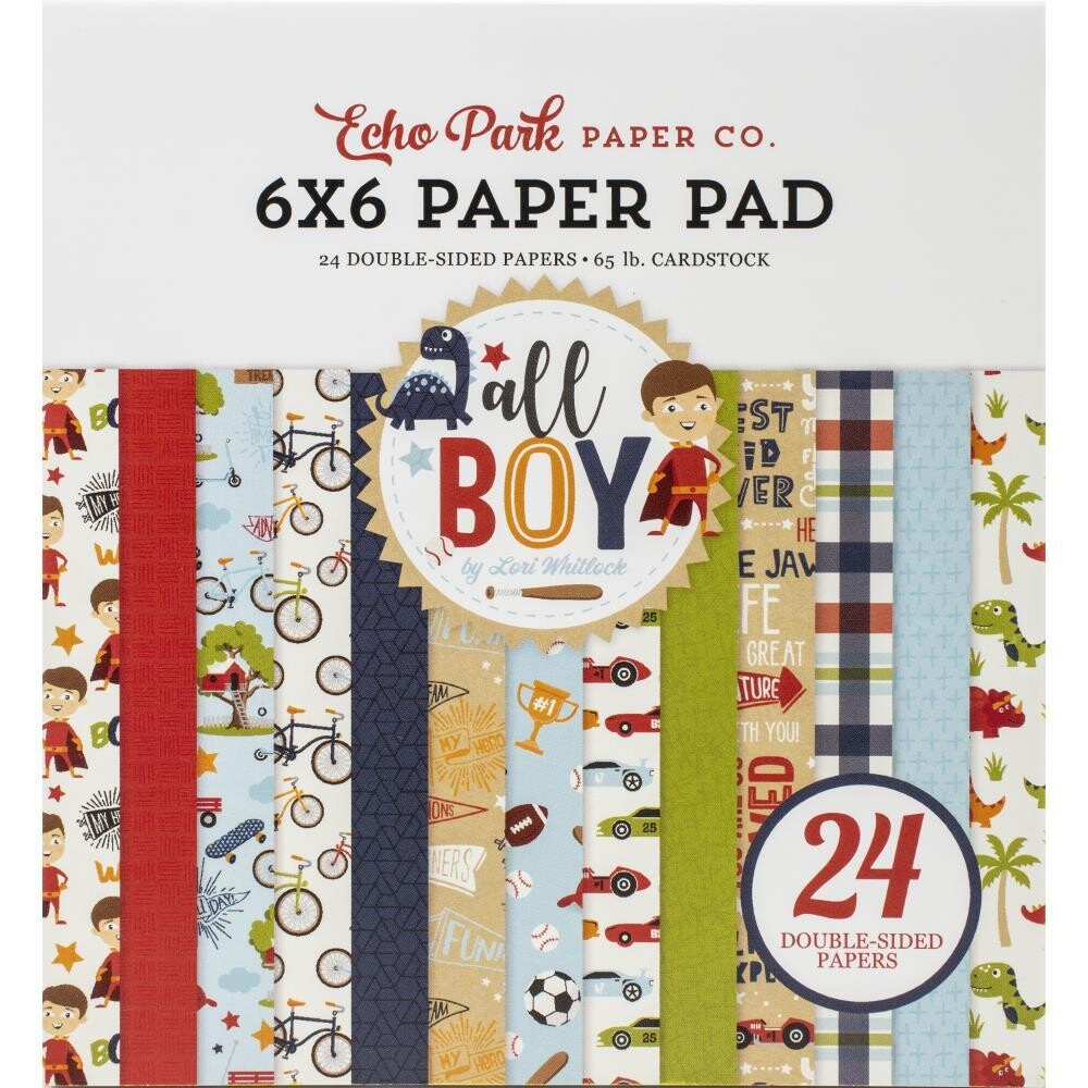 Echo Park All Boy Double-Sided Paper Pad 6"X6" 24/Pkg
