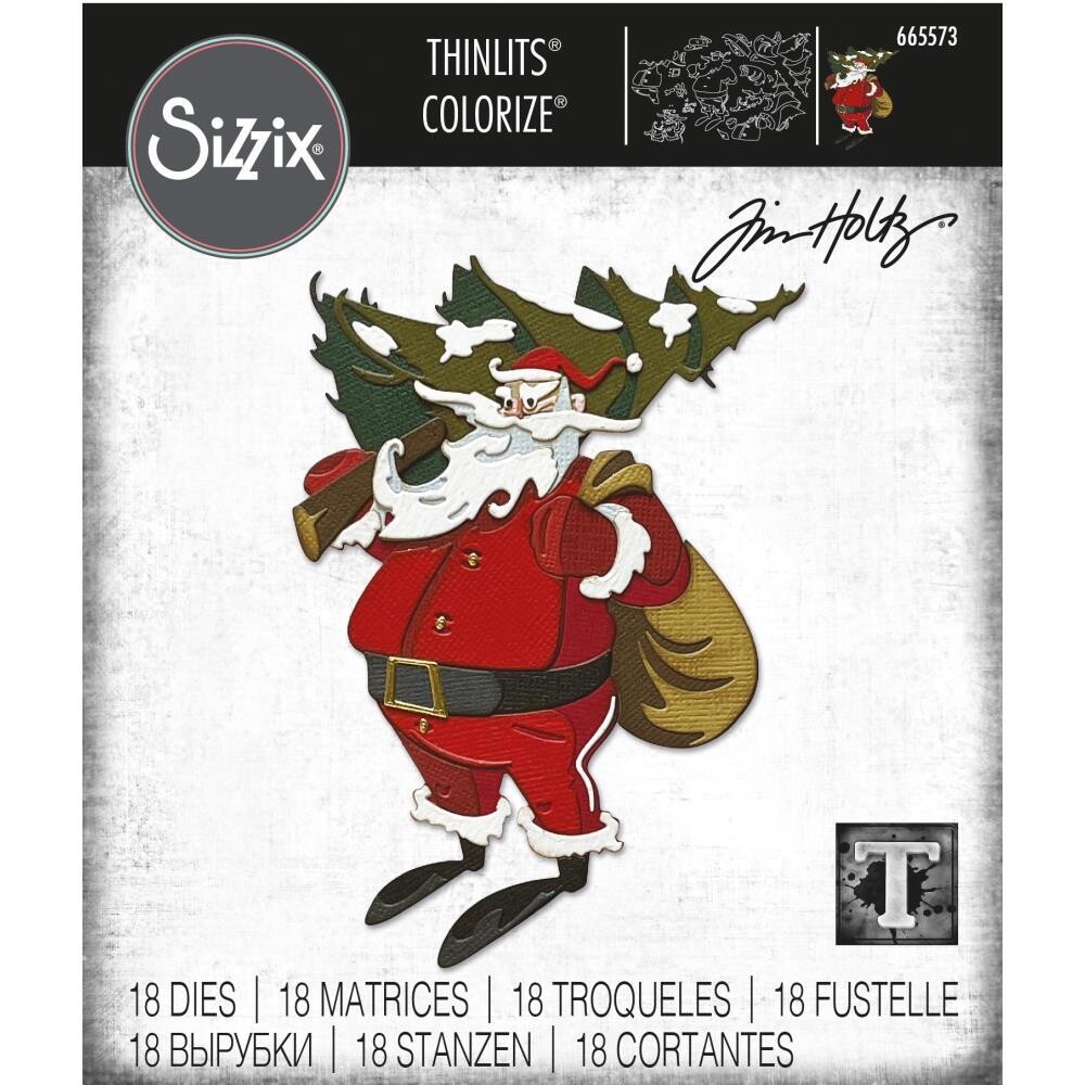 Tim Holtz Sizzix Thinlits Dies Colorise Woodland Santa 18/pkg
