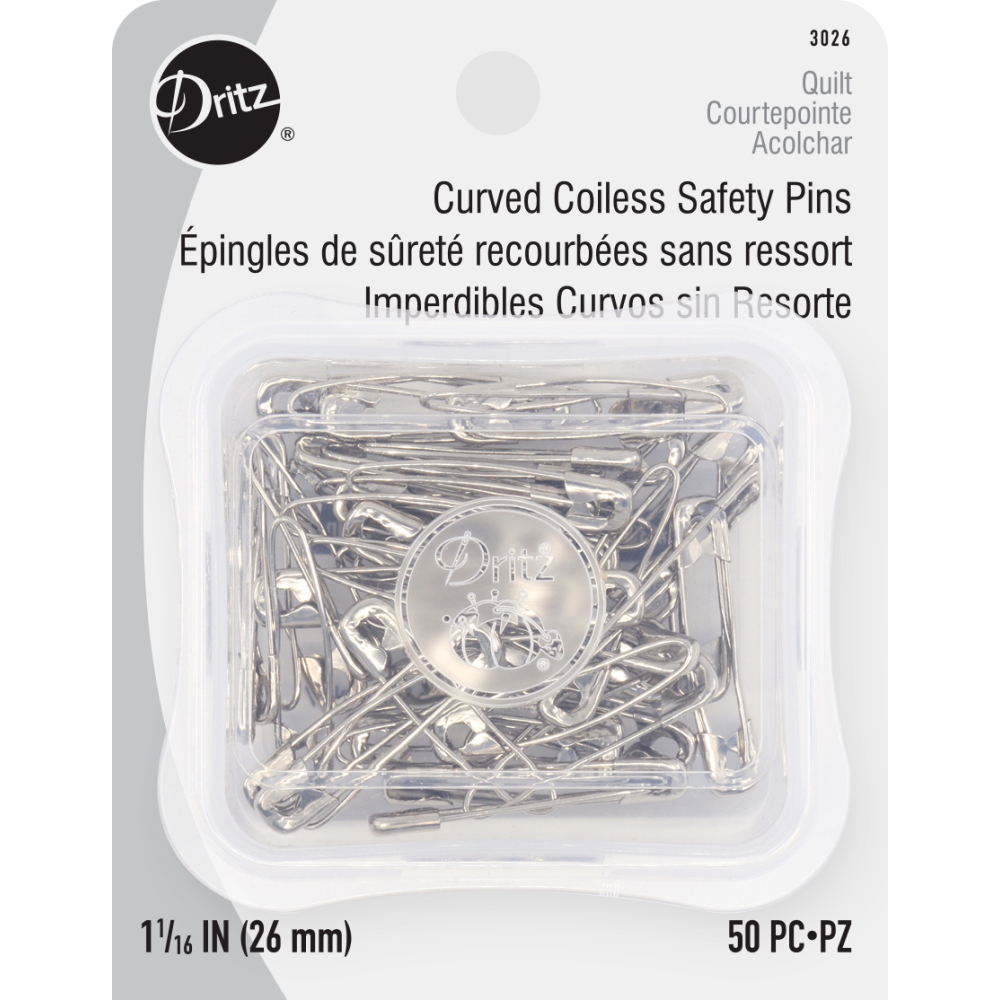 Dritz Curved Coiless Safety Pins 26mm 50/pkg
