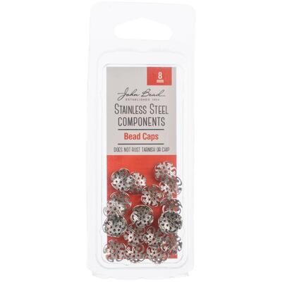 John Bead Stainless Steel Bead Caps 8mm 24/pkg