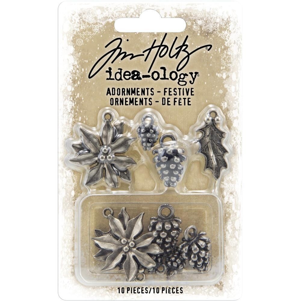 Tim Holtz Idea-ology Adornments Festive Ornaments 10/pkg