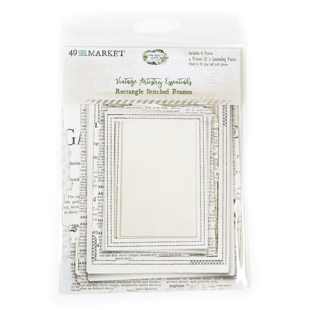 49 and Market Vintage Artistry Essentials Rectangle Stitched Frames and Bits 6/pkg
