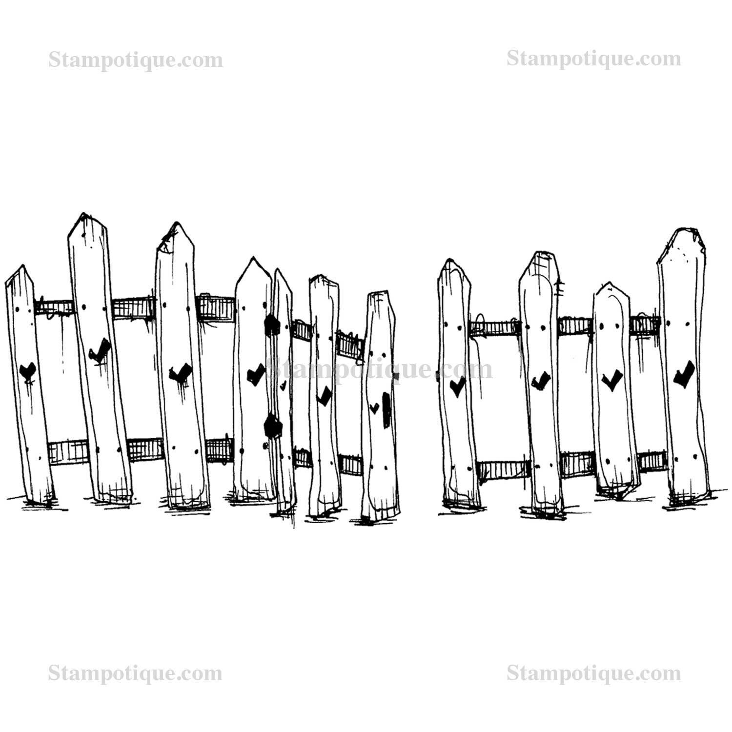Stampotique Wood Mounted - Picket Fence 6090