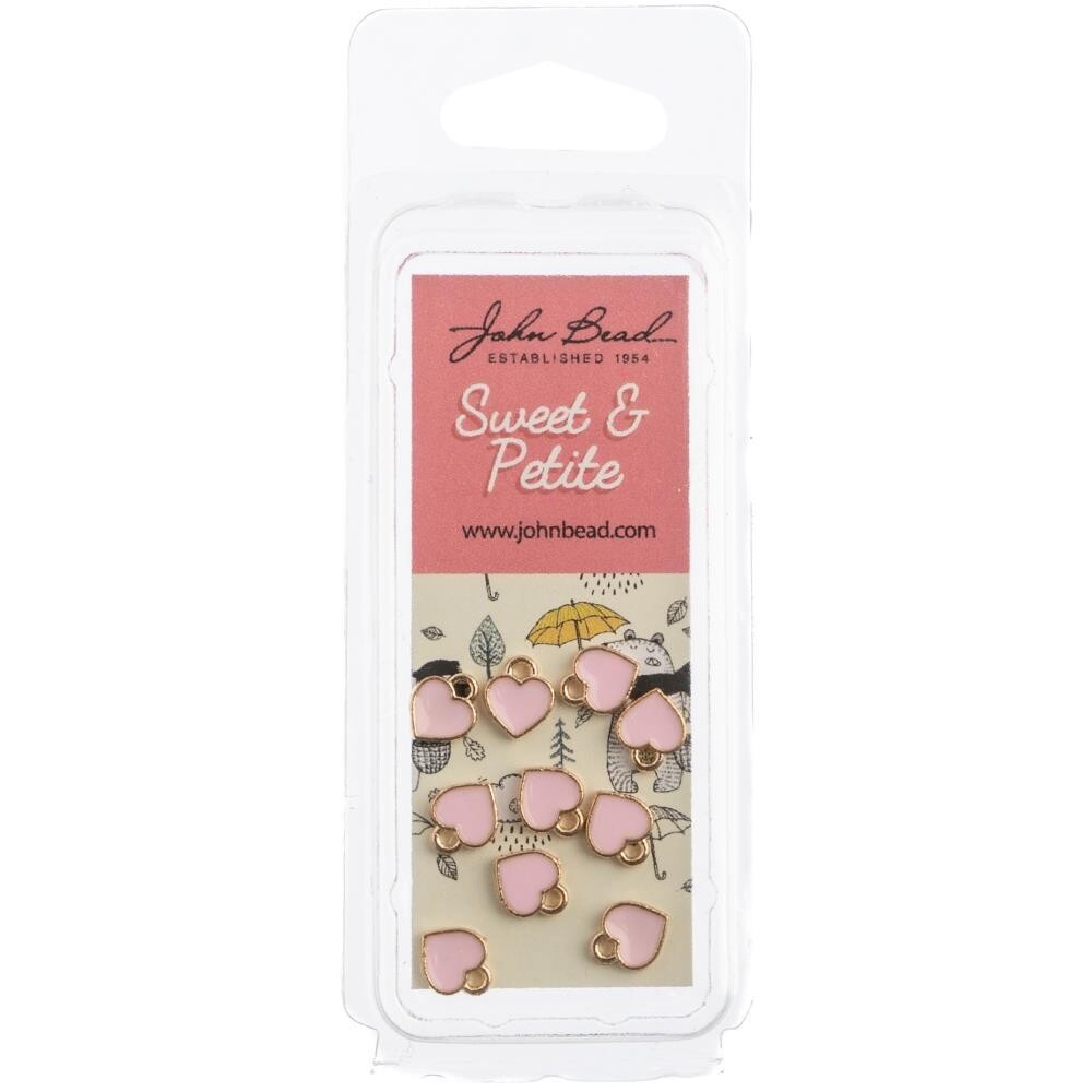 John Bead Charms Hearts Pink 7x8mm 10/Pkg