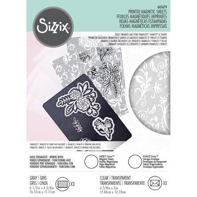 Sizzix 6 7/8"X5" Storage Envelopes with Printed Magnetic Sheets 3/Pkg