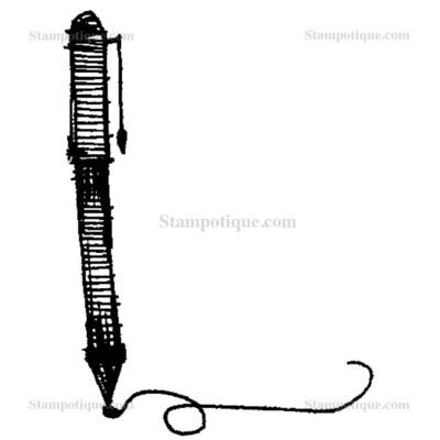 Stampotique Wood Mounted - Writing Pen 6089