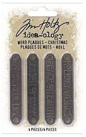 Tim Holtz Idea-ology Christmas 2021 Word Plaques 4/pkg