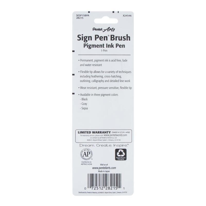 Pentel Arts Sign Pen Brush Pigment Ink Pen Black