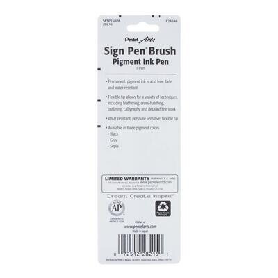 Pentel Arts Sign Pen Brush Pigment Ink Pen Black
