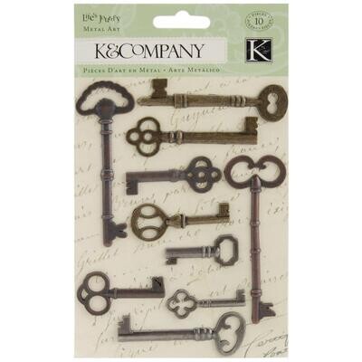 K&amp;Company Metal Art Keys 10/pkg