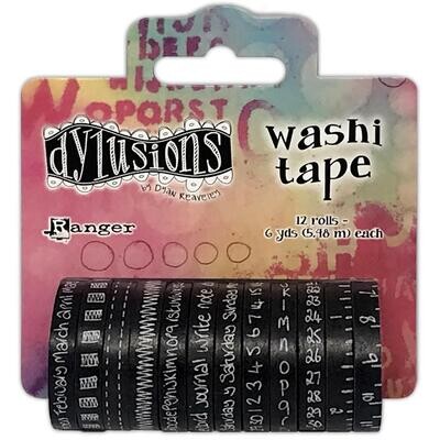 Dylusions Washi Tape Black 12/pkg