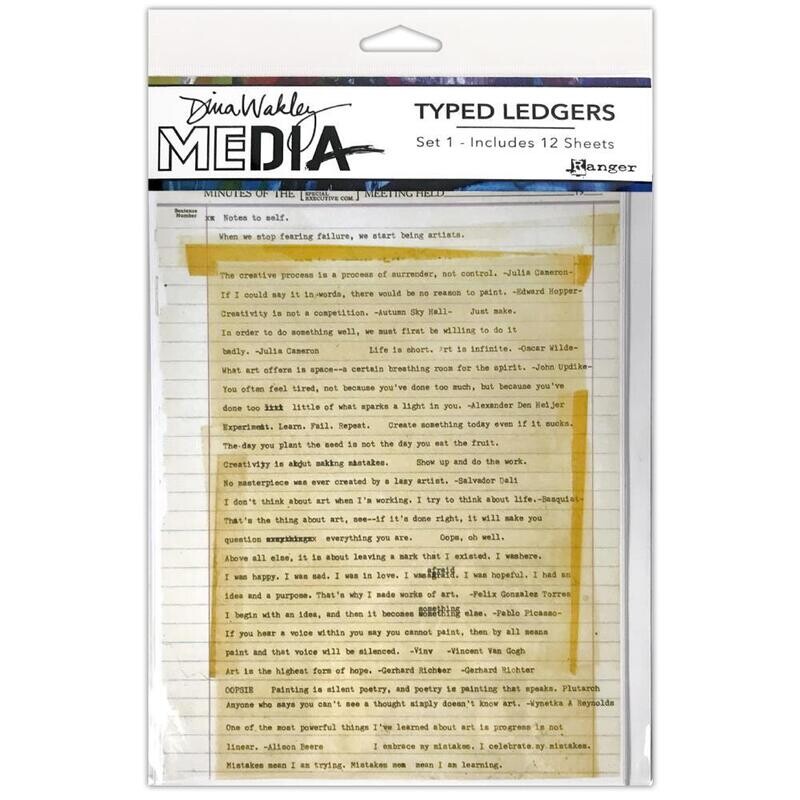 Dina Wakley MEdia Typed Ledgers Set 1 12/pkg