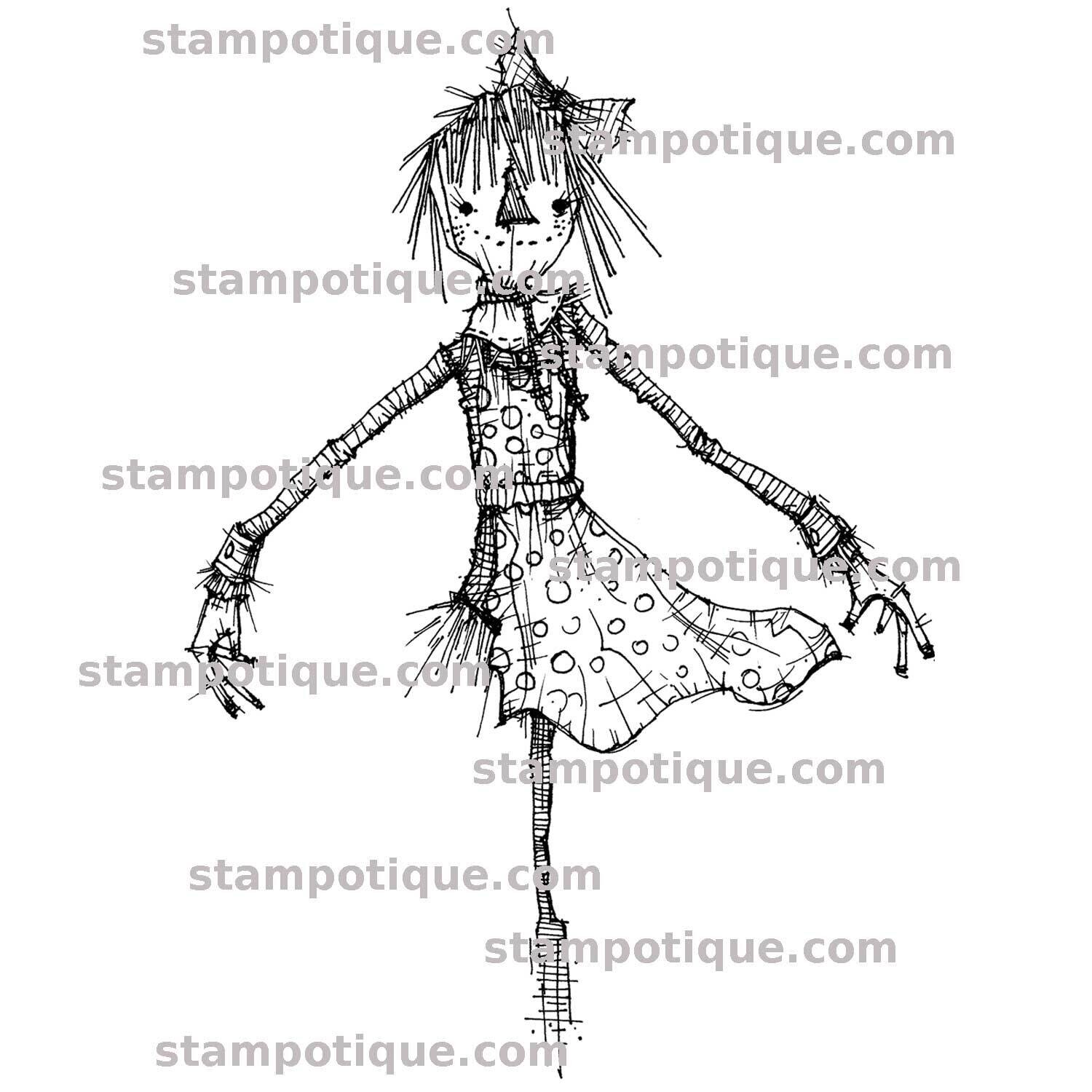 Stampotique Wood Mounted - Dancing Scarecrow 6235