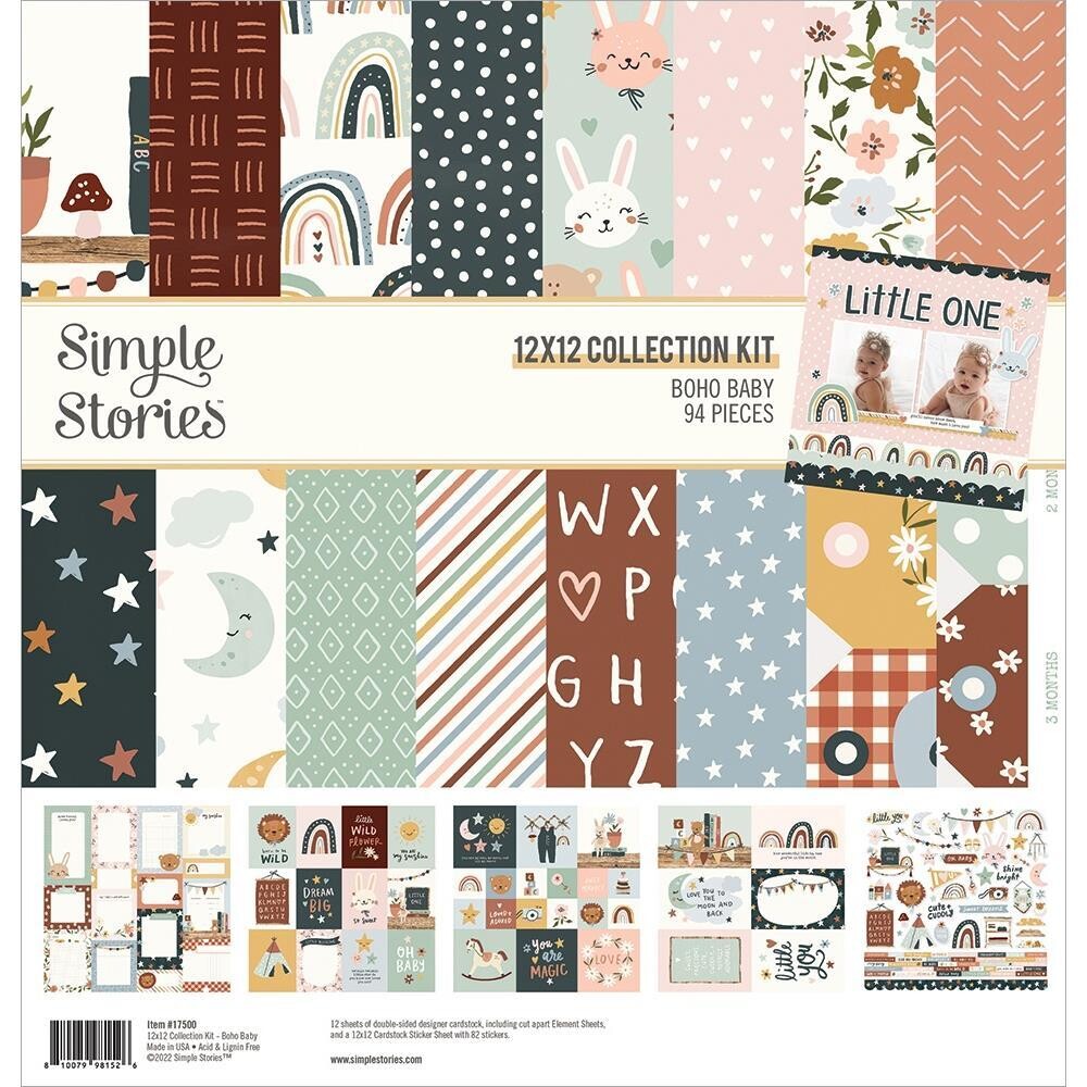 Simple Stories Boho Baby Collection - Assorted, Style: 12x12 Collection Kit 94/pkg