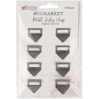 49 and Market Curators Metal Index Clips Aged Silver 8/pkg