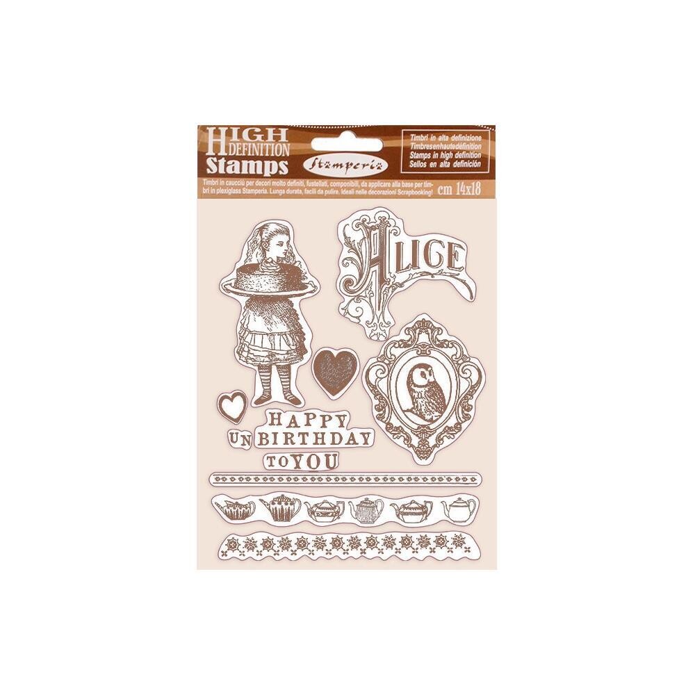 Stamperia Alice - Cling Rubber Stamps Happy Birthday 10/pkg